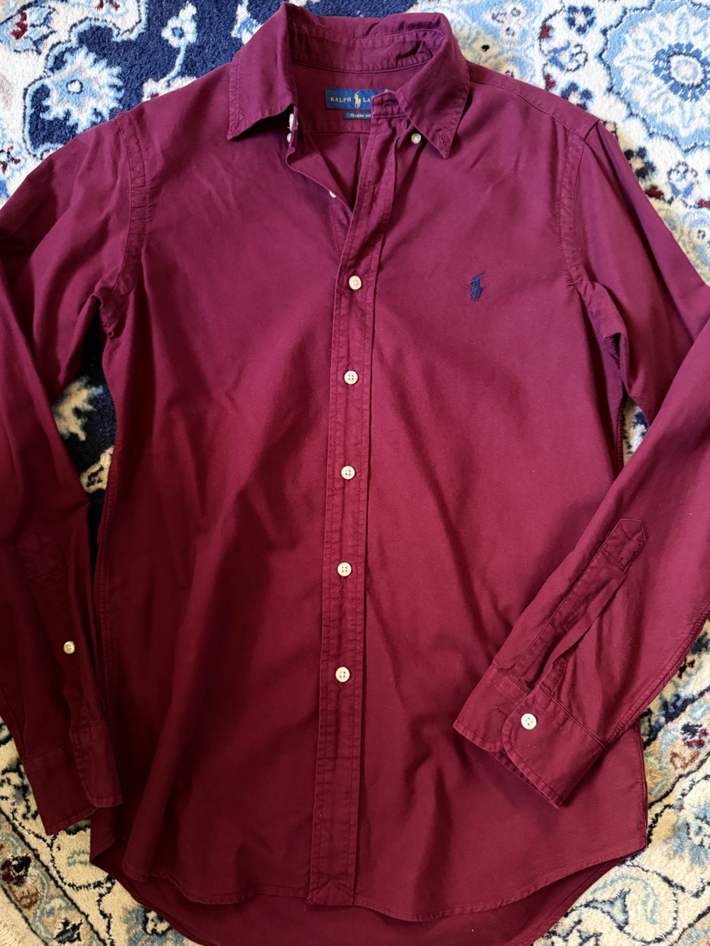 Ralph Lauren Men's Burgundy Long-Sleeve Button-Down Shirt